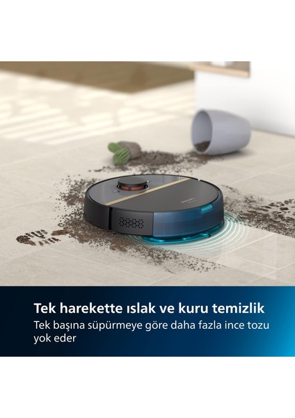 Silme+Haritalandırma Özellikli 5000 Pa Ultra Yüksek Emiş Gücü, 180 Dk Çalışma Süresi, Wi- Fi Otomatik Şarj, Akıllı Robot Süpürge, Siyah
