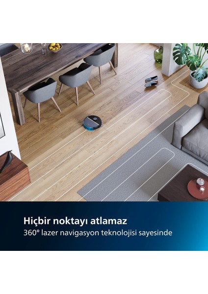 Silme+Haritalandırma Özellikli 5000 Pa Ultra Yüksek Emiş Gücü, 180 Dk Çalışma Süresi, Wi- Fi Otomatik Şarj, Akıllı Robot Süpürge, Siyah