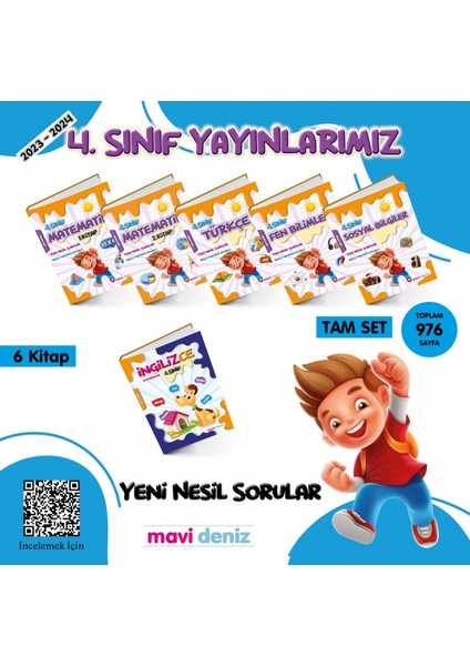 Mavi Deniz Yayınları 4. Sınıf Etkinliklerle Çalışma Yaprakları Tam Eğitim Seti 2023/202