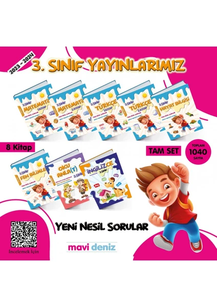 Mavi Deniz Yayınları 3. Sınıf Etkinliklerle Çalışma Yaprakları Tam Eğitim Seti 2023/202