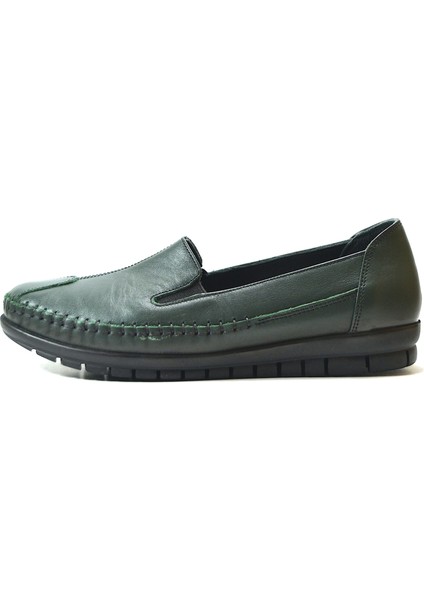 41 Hakiki Deri Yeşil Ortopedik Kadın Anne Ayakkabı