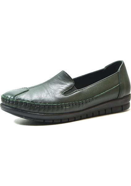 41 Hakiki Deri Yeşil Ortopedik Kadın Anne Ayakkabı modelleri