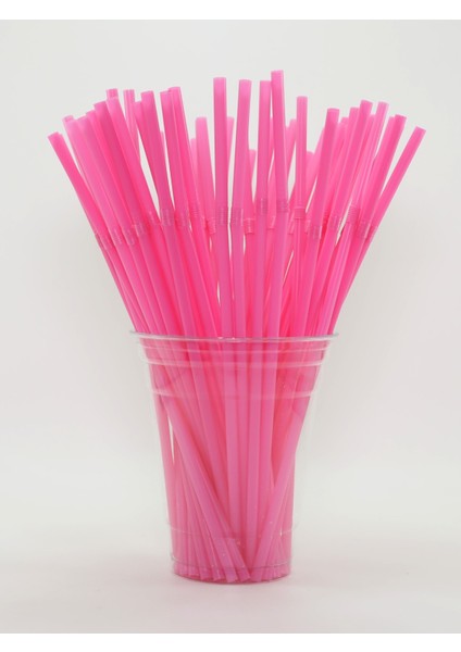 Körüklü Pipet 200 Adet,meyve Suyu Pipeti - Pembe