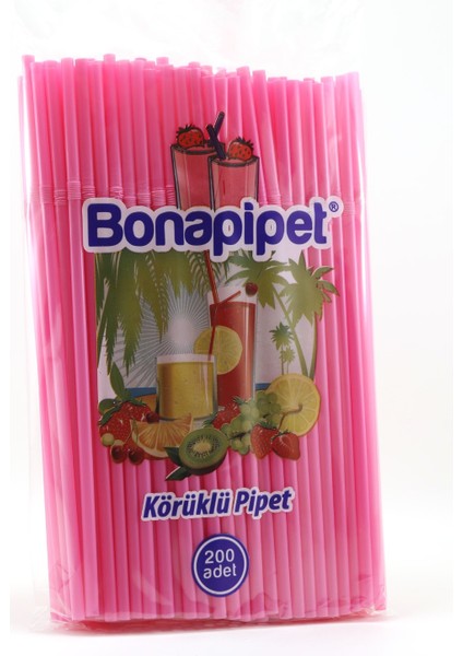 Körüklü Pipet 200 Adet,meyve Suyu Pipeti - Pembe modelleri