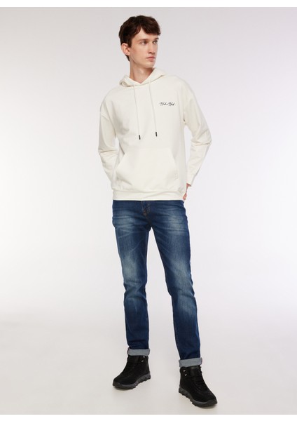 Kapüşon Yaka Baskılı Beyaz Erkek Sweatshirt B3WM-SWT70 fiyatları