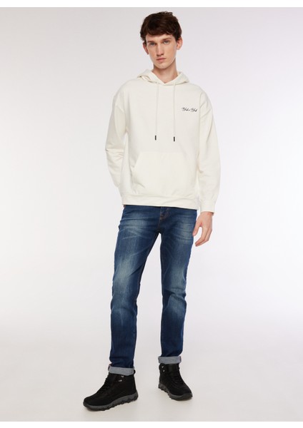 Kapüşon Yaka Baskılı Beyaz Erkek Sweatshirt B3WM-SWT70 modelleri