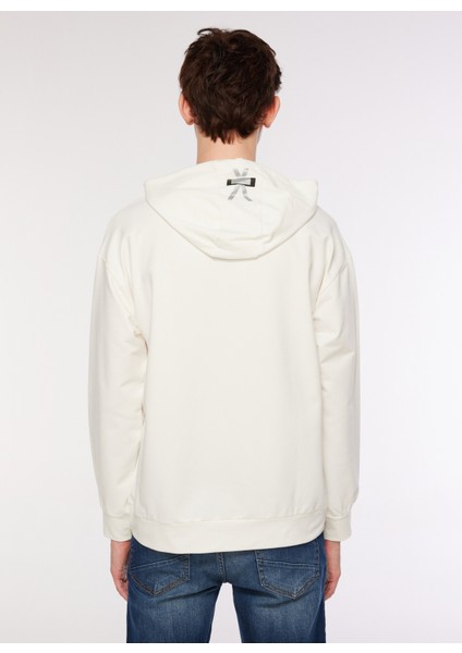 Kapüşon Yaka Baskılı Beyaz Erkek Sweatshirt B3WM-SWT70 indirimleri