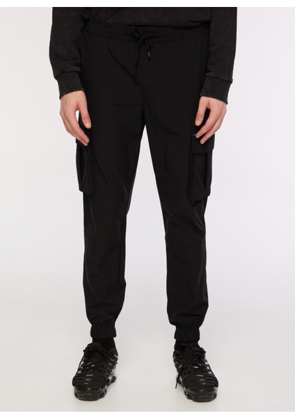 Lastikli Bel Lastikli Paça Loose Fit Siyah Erkek Kargo Pantolon B3WM-PNT60 modelleri