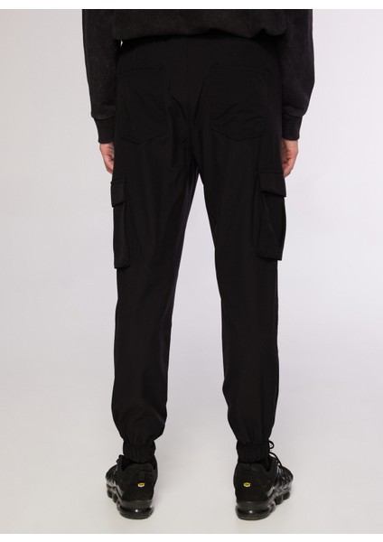 Lastikli Bel Lastikli Paça Loose Fit Siyah Erkek Kargo Pantolon B3WM-PNT60 indirimleri