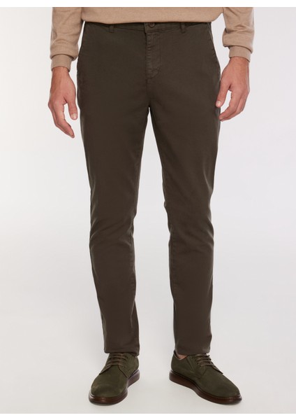 Normal Bel Dar Paça Haki Erkek Chino Pantolon F3WM-PNT902