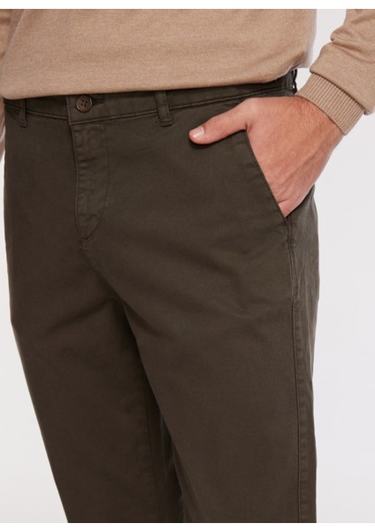 Normal Bel Dar Paça Haki Erkek Chino Pantolon F3WM-PNT902