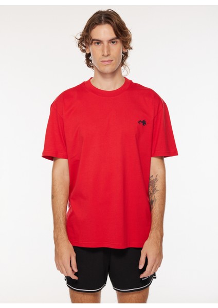 Bisiklet Yaka Baskılı Kırmızı Erkek T-Shirt DT10237_DENIM Trip Bisiklet Yaka Re fırsatları