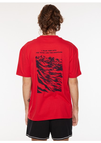 Bisiklet Yaka Baskılı Kırmızı Erkek T-Shirt DT10237_DENIM Trip Bisiklet Yaka Re indirimleri