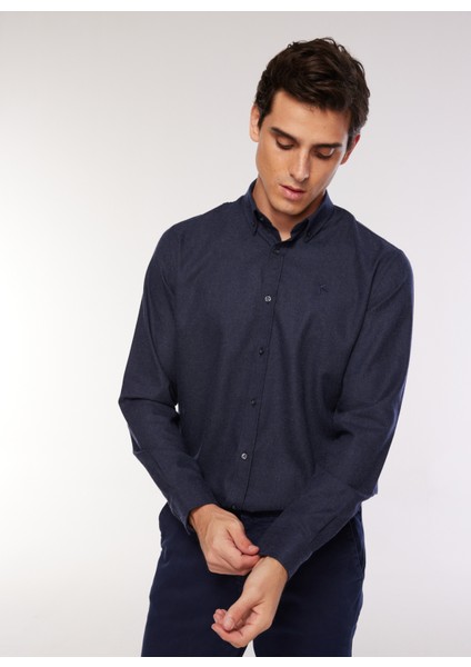 Regular Fit Gömlek Yaka Düz Lacivert Erkek Gömlek FC3WM-GML321 modelleri