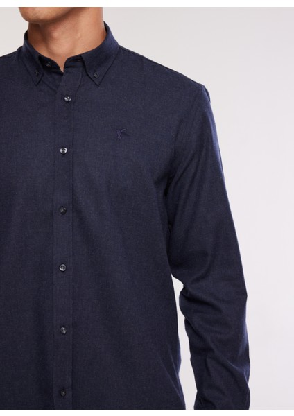 Regular Fit Gömlek Yaka Düz Lacivert Erkek Gömlek FC3WM-GML321 fırsatları