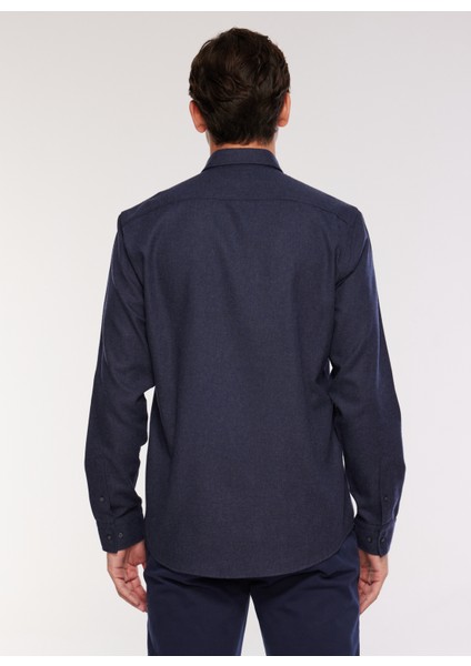 Regular Fit Gömlek Yaka Düz Lacivert Erkek Gömlek FC3WM-GML321 indirimleri