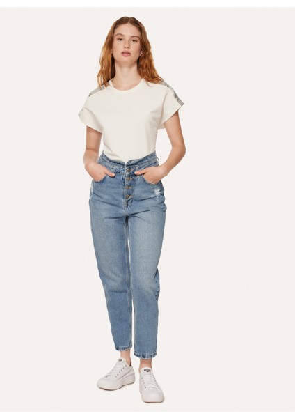 Yüksek Bel Normal Paça Mom Fit Açık Indigo Kadın Denim Pantolon A3WL-PNT2 fiyatları