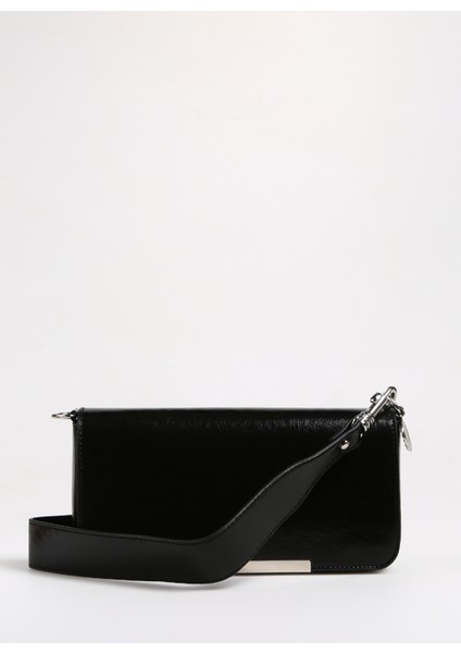 Siyah Kadın 14X25X4 Rugan Omuz Çantası