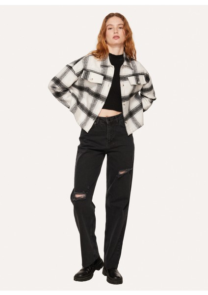 Loose Fit Gömlek Yaka Ekose Çok Renkli Kadın Gömlek A3WL-GML2 fiyatları