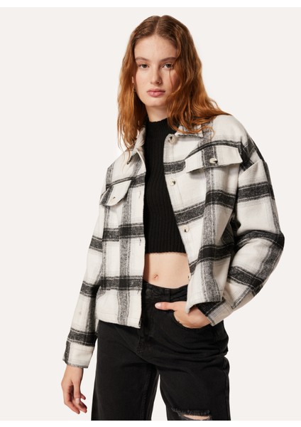 Loose Fit Gömlek Yaka Ekose Çok Renkli Kadın Gömlek A3WL-GML2 indirimleri