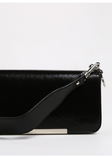 Siyah Kadın 14X25X4 Rugan Omuz Çantası indirimleri