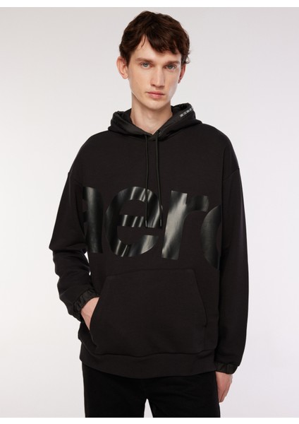 Kapüşon Yaka Baskılı Siyah Erkek Sweatshirt A3WM-SWT3 fiyatları