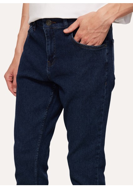 Düşük Bel Dar Paça Skinny Fit İndigo Erkek Örme Denim Pantolon F4WM-PNT 600