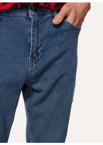 Düşük Bel Dar Paça Skinny Fit Açık Mavi Erkek Örme Denim Pantolon F4WM-PNT 600