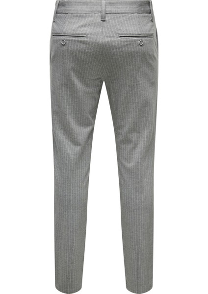 Only & Sons Yüksek Bel Dar Paça Açık Gri Erkek Pantolon 22013727_ONSMARK Pant Strıpe Gw 372