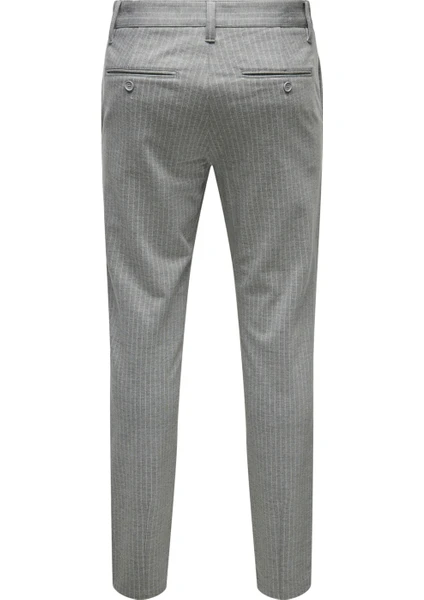 Only & Sons Yüksek Bel Dar Paça Açık Gri Erkek Pantolon 22013727_ONSMARK Pant Strıpe Gw 372