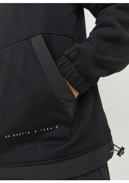 Kapüşon Yaka Siyah Erkek Sweatshirt 12240228_JCOFILO Plaın AW23 Sweat H fırsatları