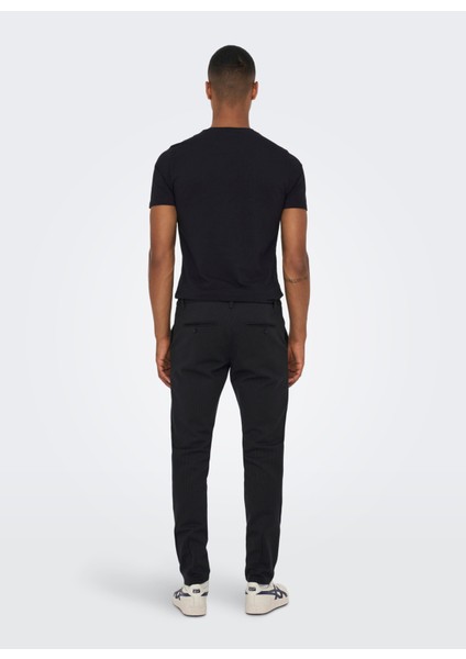 Yüksek Bel Dar Paça Siyah Erkek Pantolon 22013727_ONSMARK Pant Strıpe Gw 372 modelleri