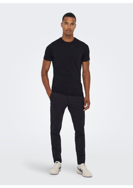 Yüksek Bel Dar Paça Siyah Erkek Pantolon 22013727_ONSMARK Pant Strıpe Gw 372 indirimleri
