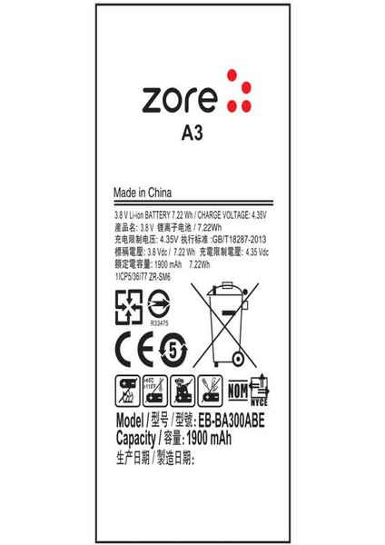 Galaxy A3 Tam Orjinal Batarya
