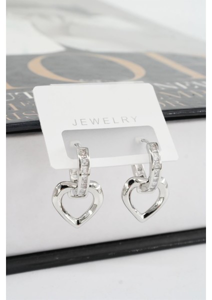 Kadın Vip Seri Baget Zirkon Taşlı Sallantılı Kalp Model Klipsli 2'li Set Küpe fırsatları