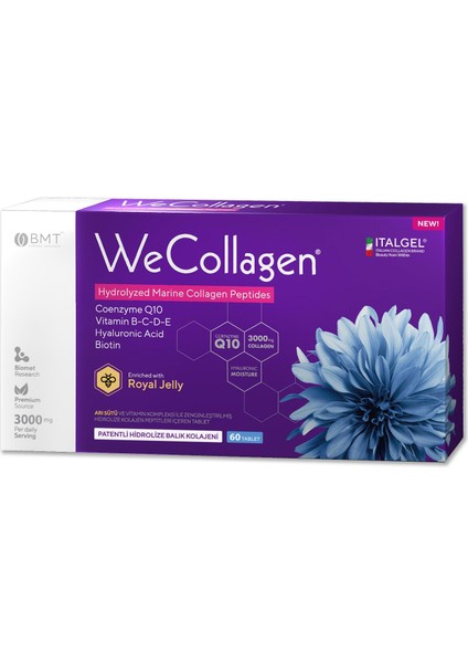 Biomet Wecollagen Hyaluronic Acid Collagen Kolajen 60 Tablet