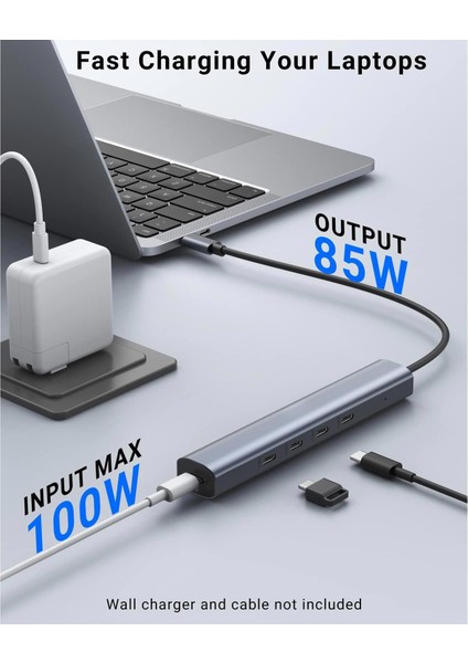 Nr7 5in1 Type-C Hub To 4 Adet Type-C Pd 60W Port 1 Adet USB 3.0 Port 10GBPS Veri Aktarım Hızı Alüminyum Kasa