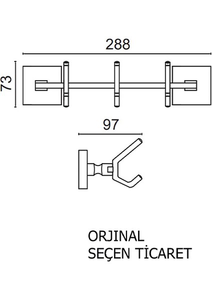KU10-038 Paslanmaz Pirinç Kumru 3'lü Askılık Havluluk Banyo Askısı fiyatları