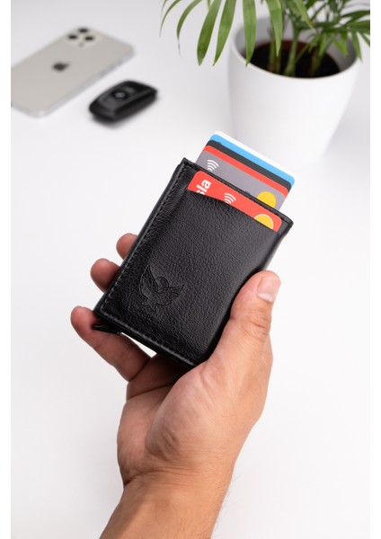 Goldenowl Deri Mekanizmalı Kutulu Rfid Korumalı Hırsızlık Engelleyici Para & Kartlıklıklı Cüzdan