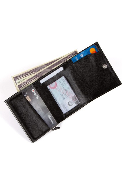 Goldenowl Deri Mekanizmalı Kutulu Rfid Korumalı Hırsızlık Engelleyici Para & Kartlıklıklı Cüzdan