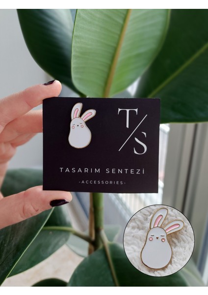 Rozet Metal Broş Yaka Okul Çantası Kıyafet Takı Aksesuar Tavşan Klipsli Rozet Mini