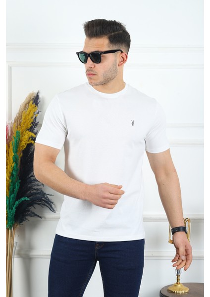 Erkek Bisiklet Yaka Standart Pamuk Erkek Basic T-Shirt fiyatları