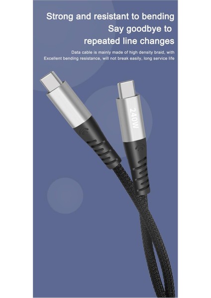 NR10 Type-C To Type-C iPhone Android Uyumlu 240W Pd Hızlı Şarj Örgü Kablo