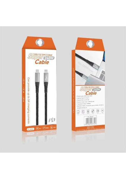 NR10 Type-C To Type-C iPhone Android Uyumlu 240W Pd Hızlı Şarj Örgü Kablo