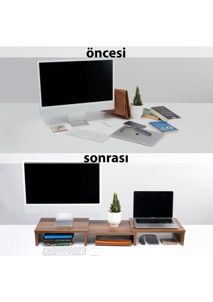 Çift Monitör Standı Ekran Yükseltici Bilgisayar Masaüstü Düzenleyici Organizer