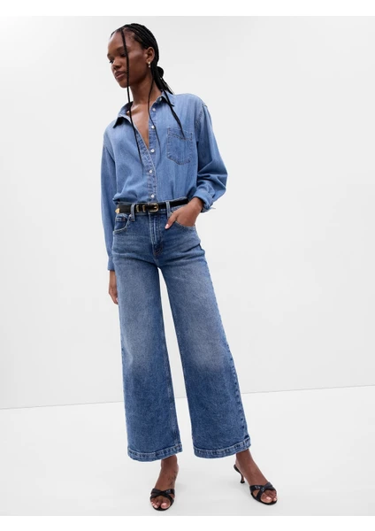 High Rise Stride Wide-Leg Ankle Washwell™ Jean Pantolon