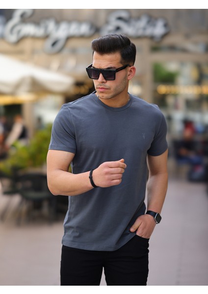 Erkek Bisiklet Yaka Standart Pamuk Erkek Basic T-Shirt fiyatları