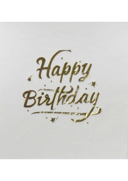Peçete Varak Baskılı Happy Bırthday Altın Pk:16