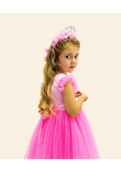 Barbie Baskı Pembe Tüllü Abiye Elbise fırsatları