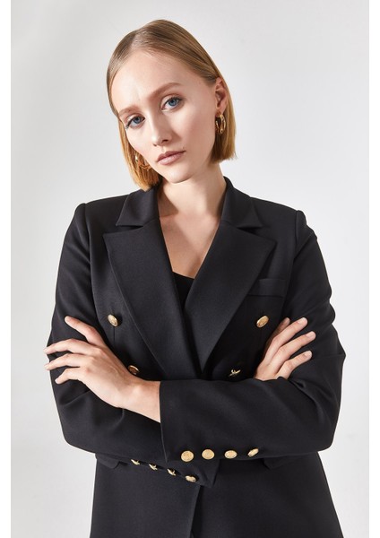 Blazer Astarlı Metal Üç Düğmeli Ceket Siyah fiyatları